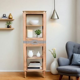 Brooklyn Wilton Single Drawer 4 Shelf Acacia Wood Slim Bookcase - Brown - Wilko - thumbnail 6