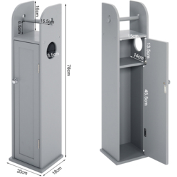 H&O Direct Grey Wooden Toilet Roll Holder Cabinet - Size: 78 x 20 x 18cm - Wilko - thumbnail 6