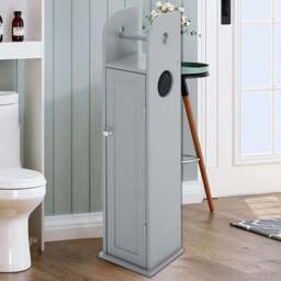 H&O Direct Grey Wooden Toilet Roll Holder Cabinet - Size: 78 x 20 x 18cm - Wilko - thumbnail 3