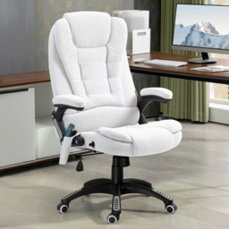 Portland Cream White Height Adjustable Massage and Heat Recliner Office Chair - Size: 116 x 74 x 67cm - Wilko - thumbnail 1