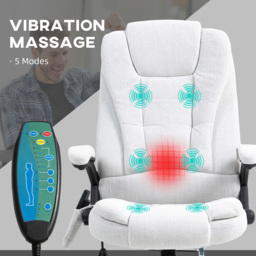 Portland Cream White Height Adjustable Massage and Heat Recliner Office Chair - Size: 116 x 74 x 67cm - Wilko - thumbnail 5