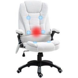 Portland Cream White Height Adjustable Massage and Heat Recliner Office Chair - Size: 116 x 74 x 67cm - Wilko - thumbnail 3