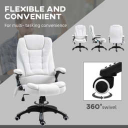 Portland Cream White Height Adjustable Massage and Heat Recliner Office Chair - Size: 116 x 74 x 67cm - Wilko - thumbnail 7