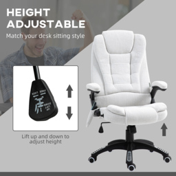Portland Cream White Height Adjustable Massage and Heat Recliner Office Chair - Size: 116 x 74 x 67cm - Wilko - thumbnail 6