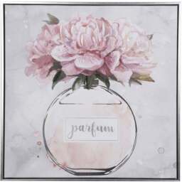 Pink Embellished Floral Perfume Bottle Wall Art 45 x 45cm - Size: 45 x 45 x 3 cm - Wilko - thumbnail 1