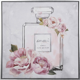 Pink Embellished Floral Perfume Bottle Wall Art 45 x 45cm - Size: 45 x 45 x 3 cm - Wilko - thumbnail 3