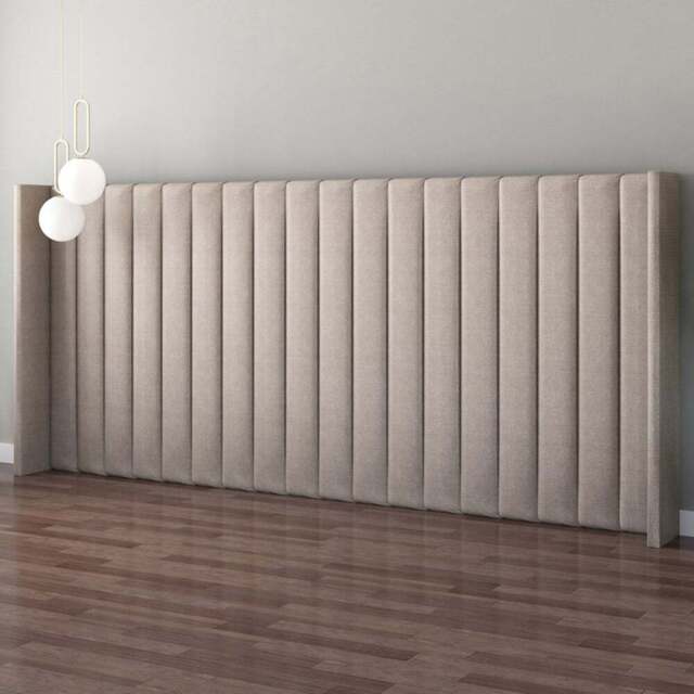 Aspire Furniture Grandeur Natural Eire Linen Wing Headboard - Size: Emperor - Cream - Aspire Beds - Wilko - image 1