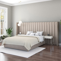 Aspire Furniture Grandeur Natural Eire Linen Wing Headboard - Size: Emperor - Cream - Aspire Beds - Wilko - thumbnail 3