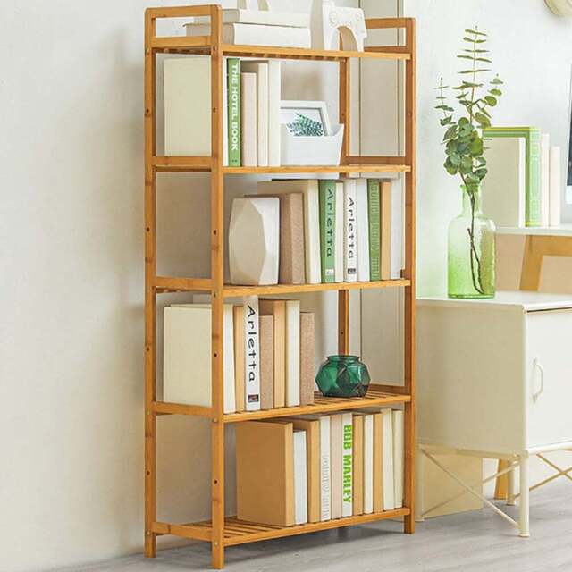 Living and Home 5 Shelf Natural Large Bookshelf - Brown - Wilko - image 1