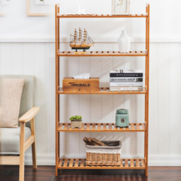 Living and Home 5 Shelf Natural Large Bookshelf - Brown - Wilko - thumbnail 5