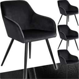 tectake Marilyn Set of 4 Black Velvet Look Padded Dining Chairs - Wilko - thumbnail 3