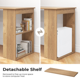Costway Wooden Computer Desk with Bookshelf Natural - Size: 133 x 66 x 15cm - Cream - Wilko - thumbnail 6