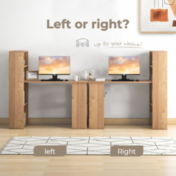Costway Wooden Computer Desk with Bookshelf Natural - Size: 133 x 66 x 15cm - Cream - Wilko - thumbnail 7