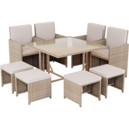 Garden Vida Cuba 8 Seater Natural PE Rattan Garden Dining Set - Wilko - thumbnail 3