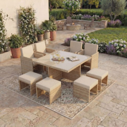 Garden Vida Cuba 8 Seater Natural PE Rattan Garden Dining Set - Wilko - thumbnail 5