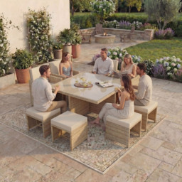 Garden Vida Cuba 8 Seater Natural PE Rattan Garden Dining Set - Wilko - thumbnail 4