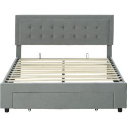 Portland Grey Velvet Storage Double Bed - Wilko - thumbnail 3