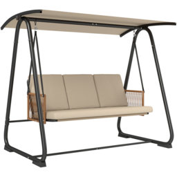 Outsunny 3 Seater Sand Brown Garden Swing Chair with Adjustable Canopy - Size: 165 x 203 x 121cm - Wilko - thumbnail 3