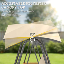 Outsunny 3 Seater Sand Brown Garden Swing Chair with Adjustable Canopy - Size: 165 x 203 x 121cm - Wilko - thumbnail 7