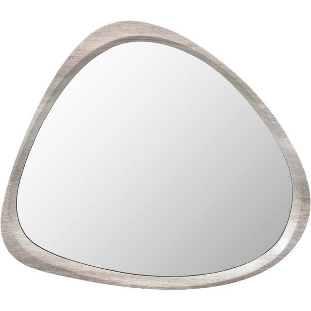 Pacific Lifestyle Abstract Grey Oak Wood Veneer Curved Wall Mirror 58 x 67cm - Wilko - image 1