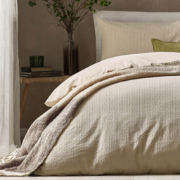 Yard Malton Double Linen Stripe Duvet Set - Cream - Wilko - thumbnail 4