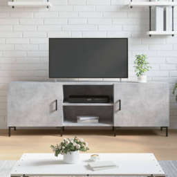 vidaXL 2 Door 2 Shelf Concrete Grey TV Cabinet - Size: 50 x 150 x 30cm - Wilko - thumbnail 1