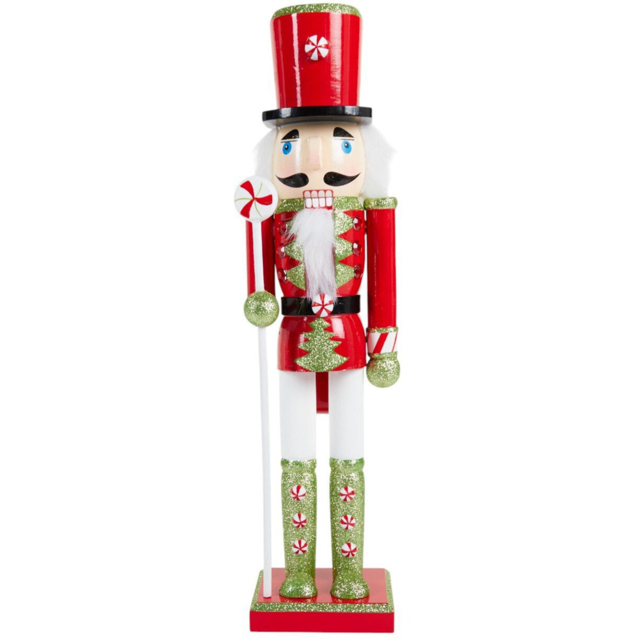 Wooden Nutcracker Standing DecorationRed and Green - Candy Cane Lane - Wilko - image 1