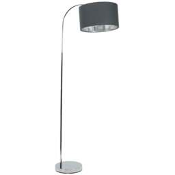 ValueLights Curva Charcoal Drum Shade Chrome Arched Floor Lamp - Size: 150 x 35 x 56cm - Silver - Wilko - thumbnail 1