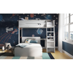Flair Cosmic White Wooden L Shaped Triple Bunk Bed - Size: Single + Small Double - Wilko - thumbnail 4