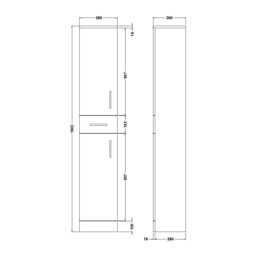 nuie Mayford 2 Door Single Drawer White Floor Standing Slim Tall Unit - Size: 1902 x 350 x 300mm - Wilko - thumbnail 4