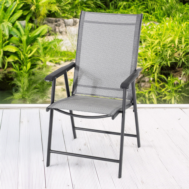 Living and Home Set of 6 Metal Frame Fabric Foldable Chair - Size: 95 x 59 x 66cm - Black - Wilko - image 1