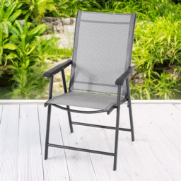 Living and Home Set of 6 Metal Frame Fabric Foldable Chair - Size: 95 x 59 x 66cm - Black - Wilko
