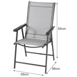 Living and Home Set of 6 Metal Frame Fabric Foldable Chair - Size: 95 x 59 x 66cm - Black - Wilko - thumbnail 7