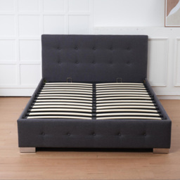 Indoor Living The Oslo Double Charcoal Linen Gas Lift Ottoman Bed Frame with Tufted Headboard - Grey - Wilko - thumbnail 4