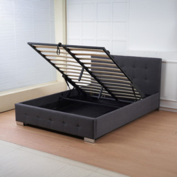 Indoor Living The Oslo Double Charcoal Linen Gas Lift Ottoman Bed Frame with Tufted Headboard - Grey - Wilko - thumbnail 5