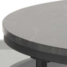 Florence Spiro Round Black Marble Oval Smoked Melamine Glass Top Nest of Tables Set of 2 - Furniture To Go - Wilko - thumbnail 5