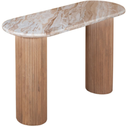 IH Design Bundi Natural Marble and Wood Pedestal Console Table - Size: 77 x 120 x 40cm - Brown - Wilko - thumbnail 4