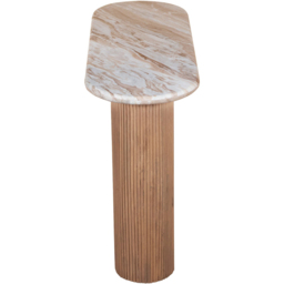 IH Design Bundi Natural Marble and Wood Pedestal Console Table - Size: 77 x 120 x 40cm - Brown - Wilko - thumbnail 5