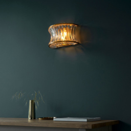 Merano Vittoria Warm Brass Plate Crystal Clear Glass Wall Lamp - Size: 15.5 x 28.5 x 16.5cm - Brown - Wilko - thumbnail 7