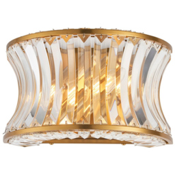 Merano Vittoria Warm Brass Plate Crystal Clear Glass Wall Lamp - Size: 15.5 x 28.5 x 16.5cm - Brown - Wilko - thumbnail 4