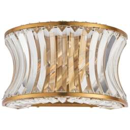 Merano Vittoria Warm Brass Plate Crystal Clear Glass Wall Lamp - Size: 15.5 x 28.5 x 16.5cm - Brown - Wilko