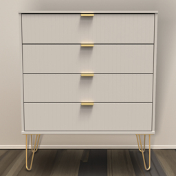 Crowndale Linear 4 Drawer Kashmir Matt Wide Chest of Drawers Ready Assembled - Cream - Wilko - thumbnail 1
