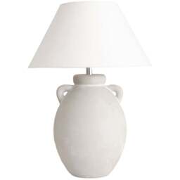 ValueLights Daphne Linen Tapered Lamp Shade Stoneware Ceramic Vase LED Table Lamp - Size: 42.5 x 30 x 30cm - Grey - Wilko
