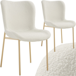tectake Tessa Set of 2 White and Gold Boucle Padded Dining Chair - Wilko - thumbnail 3