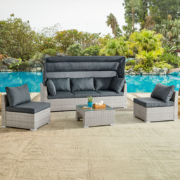 Home Detail Rhodes 5 Seater Grey Rattan Sofa Set with Cover - Wilko