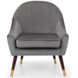 Julian Bowen Elliot Grey Velvet Accent Chair - Size: Single - Wilko - thumbnail 4