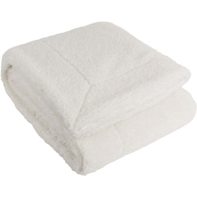 Yard Olann Ecru Shearling Fleece Throw - Size: 180 x 130 x 1cm - White - Wilko - image 1