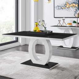 Furniturebox Lucia Valera 6 Seater Dining Set Black Gloss - Wilko - thumbnail 3