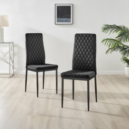 Furniturebox Lucia Valera 6 Seater Dining Set Black Gloss - Wilko - thumbnail 4