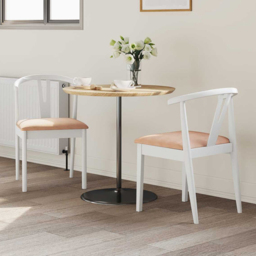 vidaXL Set of 2 White and Brown Rubberwood Dining Chairs - Multi - Wilko - thumbnail 1